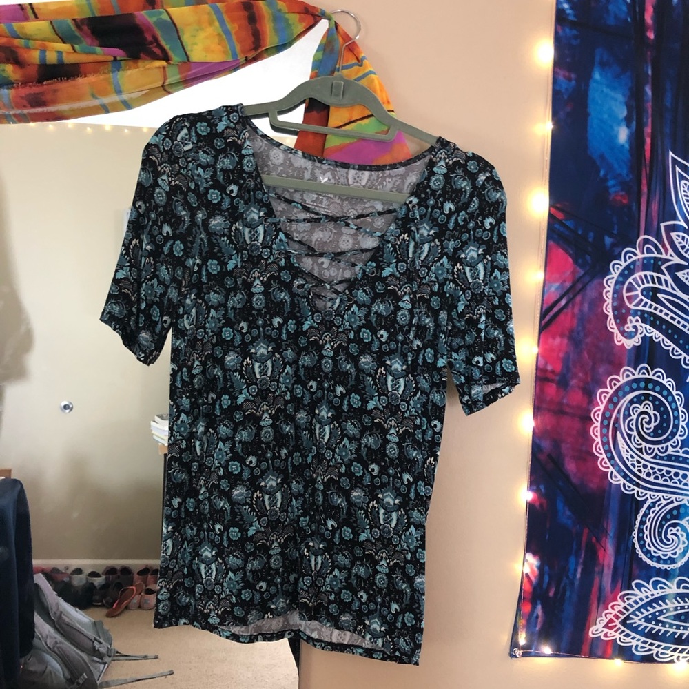 Blue and black American Eagle Top